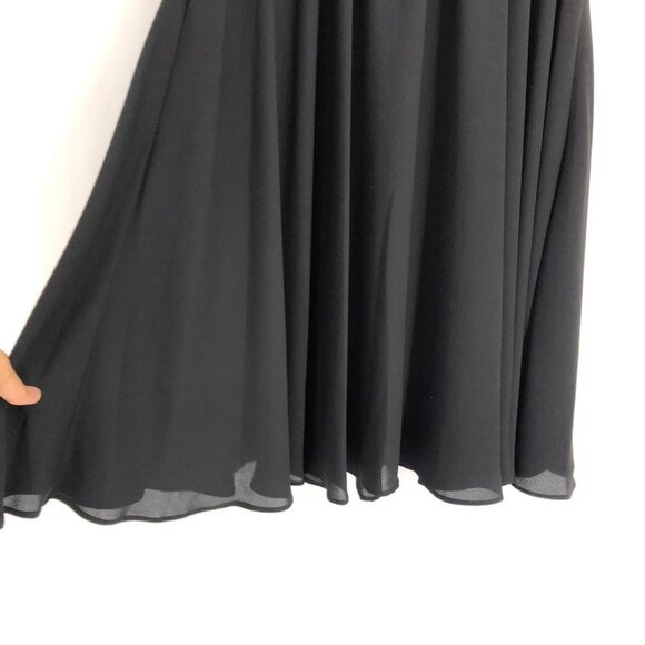 BCBGMaxAzria Black Gathered Waist Sleeveless V-neck Cutout Rachel Midi Dress XS - Picture 8 of 15